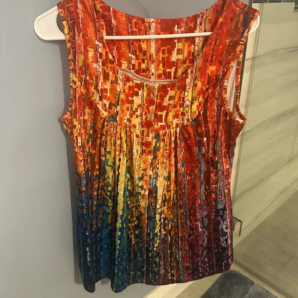 Two Colorful Sleeveless Draped Tops-Multicolor - Picture 4 of 6
